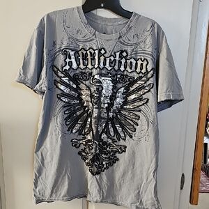 Affliction Gray Winged Graphic Tee Cut Series In Large